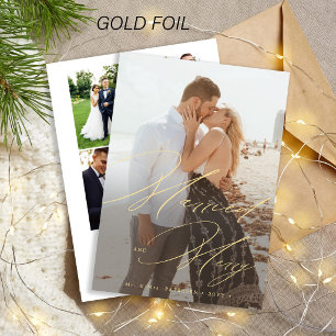 Carte De Vœux En Aluminium Mariés et gais collage de photos de Noël pour jeun
