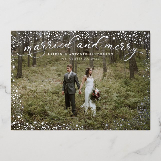 Carte De Vœux En Aluminium Mariés et Gais Mariage de Nouveaux Mariés (Recto)