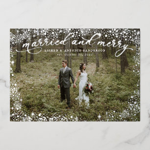 Carte De Vœux En Aluminium Mariés et joyeux jeunes mariés de mariage