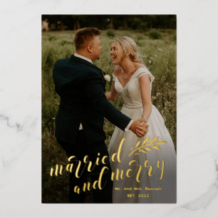 Carte De Vœux En Aluminium Mariés et joyeux Noël photo de mariage écriture