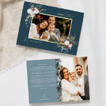 Carte De Vœux En Aluminium Marine Bleu Vert Vintage Noël Deux photos<br><div class="desc">Bienvenue dans notre enchanteresse Navy Blue Greenery Vintage Christmas Two Picture Foil de la carte de vacances, où le charme vintage rencontre l'élégance moderne. Cette conception est composée d'une végétation d'aquarelle complexe et d'une calligraphie subtilement élégante avec une typographie simple, capturant l'essence de l'esprit traditionnel et rustique cottage core. Avec...</div>