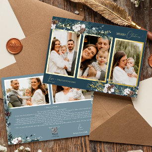 Carte De Vœux En Aluminium Marine Blue Green Vintage Cinq photos Collage