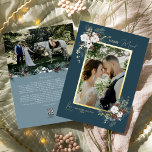 Carte De Vœux En Aluminium Marine Blue Green Vintage Merry Marié Portrait<br><div class="desc">Bienvenue dans notre enchanteresse Navy Blue Greenery Vintage Joyeux Marié Portrait Foil design de carte de vacances, où le charme vintage rencontre l'élégance moderne. Cette conception est composée d'une végétation d'aquarelle complexe et d'une calligraphie subtilement élégante avec une typographie simple, capturant l'essence de l'esprit traditionnel et rustique cottage core. Avec...</div>