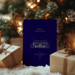 Carte De Vœux En Aluminium Marine & Gold élégant Joyeux Noël chic<br><div class="desc">Parfait pour partager entre amis,  en famille et entre collègues,  le design élégant et la palette de couleurs modernes en font un lieu idéal pour ceux qui apprécient le style chic et raffiné. Ajoutez une touche festive et mémorable à vos souhaits saisonniers avec cette carte de vacances intemporelle !</div>