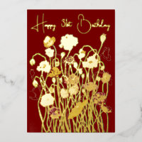 Maroon & Gold Wild Poppy Aquarelle vieilli Anniver