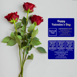Carte De Vœux En Aluminium Marque commerciale bleue sur le rectangle Valentin