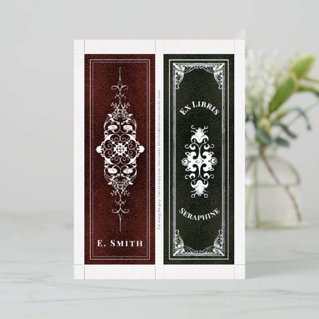 Carte De Vœux En Aluminium Marque-page personnalisé avec nom véritable feuill (Debout devant)