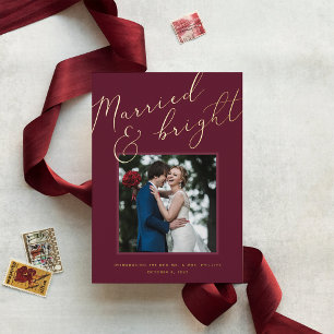 Carte De Vœux En Aluminium Married & Bright Foil Holiday Wedding Announcement