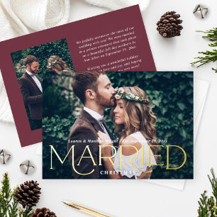 Carte De Vœux En Aluminium Marry Christmas Elegant Gold Mariage Photo