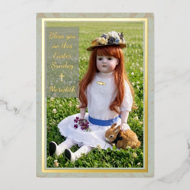 Carte De Vœux En Aluminium Meadow Antique Doll Flat Foil Card (Recto)