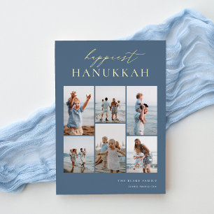Carte De Vœux En Aluminium Meilleurs vœux de Hanukkah Élégant 6 Photo Collage