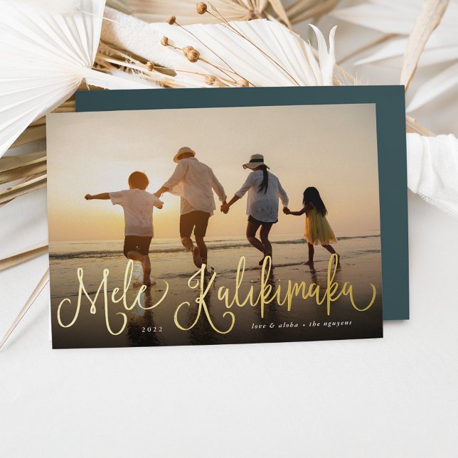 Carte De Vœux En Aluminium Mele Kalikimaka | Hawaii Photo (Créateur téléchargé)