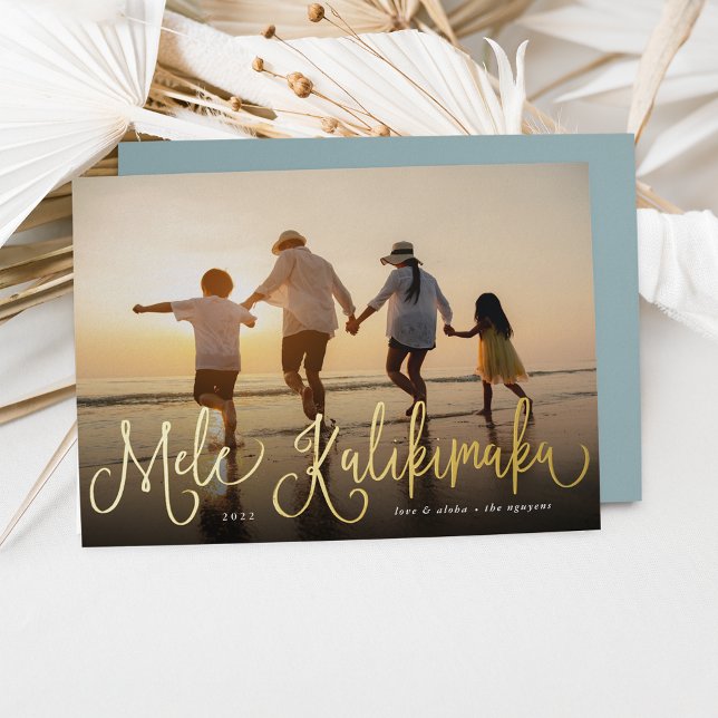 Carte De Vœux En Aluminium Mele Kalikimaka | Hawaii Photo (Créateur téléchargé)