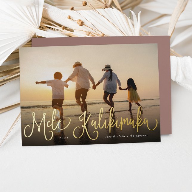 Carte De Vœux En Aluminium Mele Kalikimaka | Hawaii Photo (Créateur téléchargé)