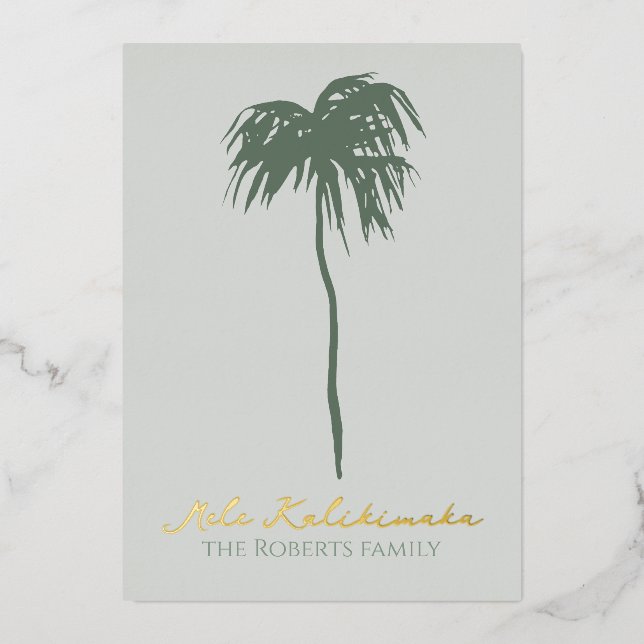 Carte De Vœux En Aluminium Mele Kalikimaka Hawaiian Joyeux Palm de Noël (Recto)