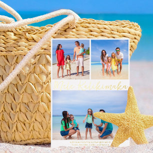 Carte De Vœux En Aluminium Mele Kalikimaka Plage Famille Photo Collage Or