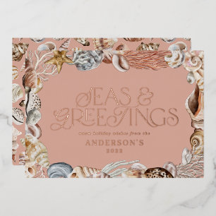 Carte De Vœux En Aluminium Mer de Noël et salutations de Noël tropicale moder