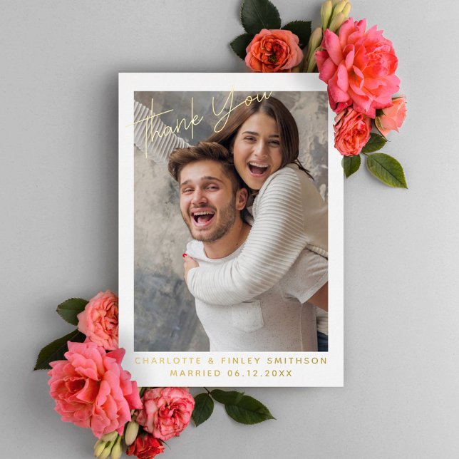 Carte De Vœux En Aluminium Merci de mariage personnalisé minimal et moderne (Créateur téléchargé)