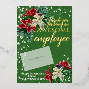 Carte De Vœux En Aluminium Merci Employé Festive Foil Titulaire de carte-cade