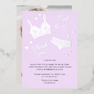 Carte De Vœux En Aluminium Merci photo de la Fête des mariées de la Lingerie