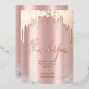 Carte De Vœux En Aluminium Merci Rosegold Parties scintillant Drives Foil Car