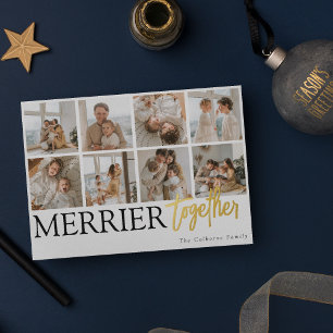 Carte De Vœux En Aluminium Merrier Ensemble Famille Photo Collage Noël