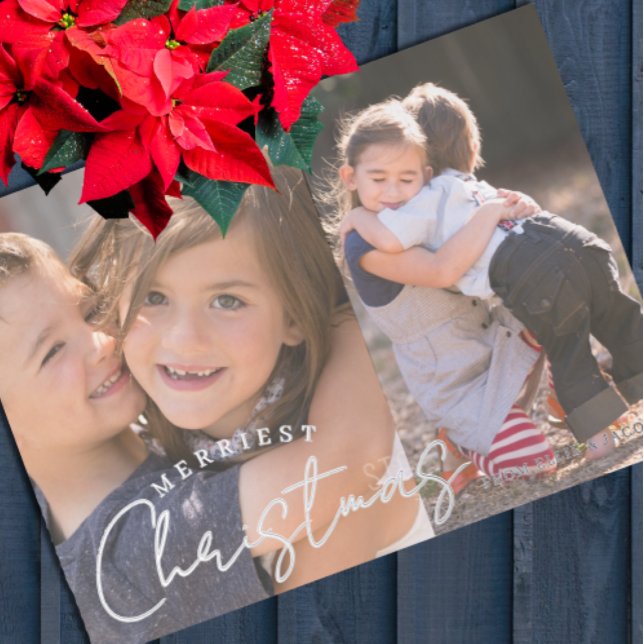 Carte De Vœux En Aluminium Merriest Christmas Family Joy 2 Photo Christmas (Créateur téléchargé)