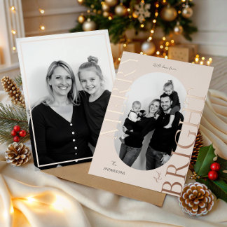 Carte De Vœux En Aluminium Merry & Bright Modern Photo Elegant Christmas