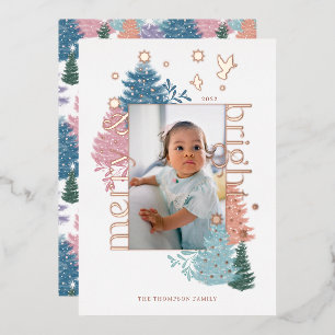Carte De Vœux En Aluminium Merry & Bright Pastel Christmas Tree Forest Photo