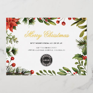 Carte De Vœux En Aluminium Merry Christmas Business Logo Société Gold