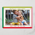 Carte De Vœux En Aluminium MERRY CHRISTMAS famille photo bloc couleur frontiè<br><div class="desc">par kat massard >>> WWW.SIMPLYSWEETPAPERIE.COM <<< Un design simple avec une bordure simple en papier brillant. Zone maximale pour afficher votre belle famille aussi avec image horizontale pleine image</div>