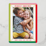 Carte De Vœux En Aluminium MERRY CHRISTMAS moderne bloc de couleur photo fron<br><div class="desc">par kat massard >>> WWW.SIMPLYSWEETPAPERIE.COM <<< Un design simple avec une bordure simple en papier brillant. Zone maximale pour afficher votre belle famille aussi avec image horizontale pleine image</div>