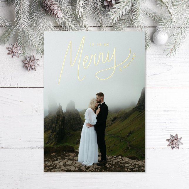 Carte De Vœux En Aluminium Merry Lettering Mariage d'Hiver Photo (Créateur téléchargé)