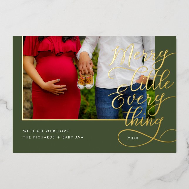 Carte De Vœux En Aluminium Merry Little Everything Baby On the Way Photo (Recto)