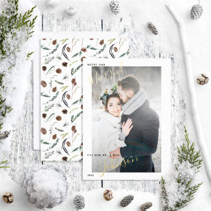 Carte De Vœux En Aluminium Merry & Marié Dusty Winter Wedding Photo