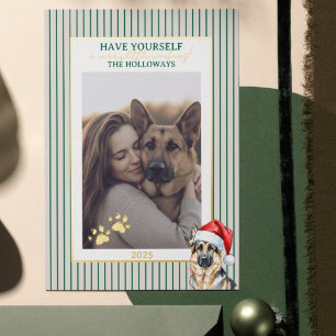 Carte De Vœux En Aluminium Merry Woofmas aquarelle berger allemand