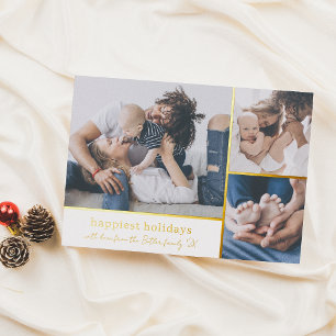 Carte De Vœux En Aluminium Métallisé   Joyeuses fêtes 3 Signature photo Noël