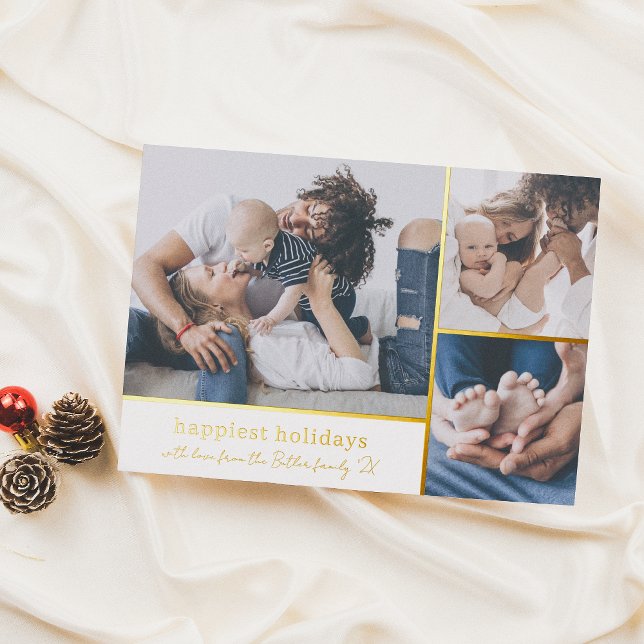 Carte De Vœux En Aluminium Métallisé | Joyeuses fêtes 3 Signature photo Noël (Créateur téléchargé)