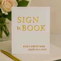 Mini blanc & or Foil Livre d'invité Sign Foil