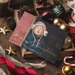 Carte De Vœux En Aluminium Mini écriture manuscrite Joyeux Noël Photo Or<br><div class="desc">Joyeuse carte de Noël ! Une typographie moderne et minimaliste pour ce carte photo de vacances avec une véritable feuille d'or.</div>
