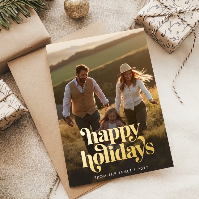 Carte De Vœux En Aluminium Mini photo de famille or de Noël (Créateur téléchargé)