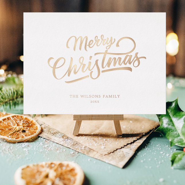 Carte De Vœux En Aluminium Mini script Joyeux Noël Gold Foil (Créateur téléchargé)