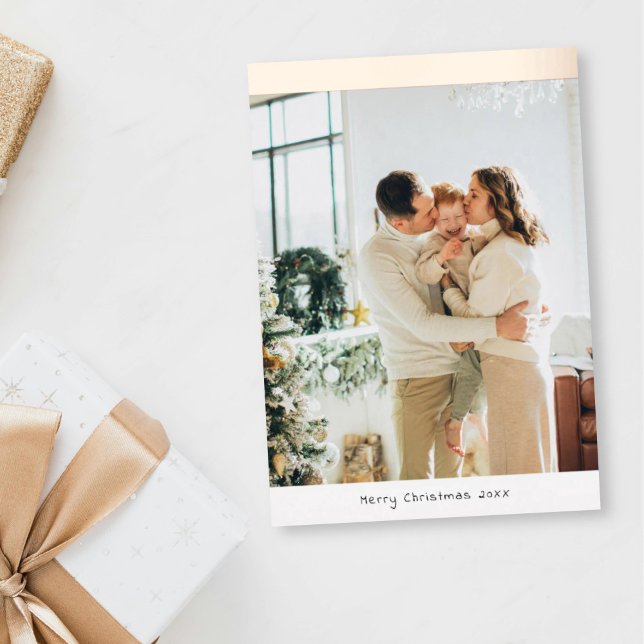 Carte De Vœux En Aluminium Minimalist Photo Merry Christmas Family  (Créateur téléchargé)