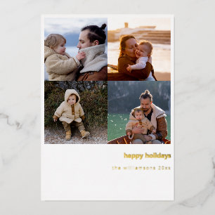 Carte De Vœux En Aluminium Minimaliste Joyeux Noël Gras 4 Grille de Photos Or