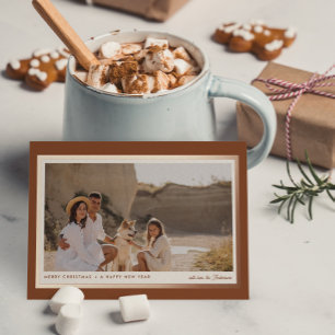 Carte De Vœux En Aluminium Minimaliste Moderne Boho Marron 1 Photo Réaliste 