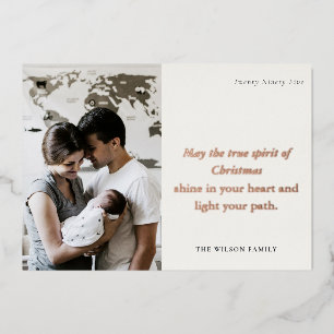 Carte De Vœux En Aluminium Minimum 1 Photo Black & White Christmas Spirit