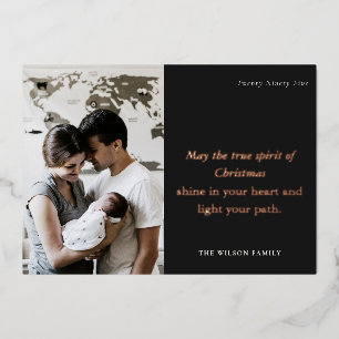 Carte De Vœux En Aluminium Minimum 1 Photo Black & White Christmas Spirit