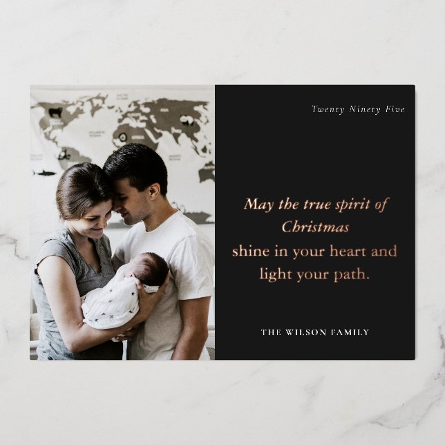 Carte De Vœux En Aluminium Minimum 1 Photo Black & White Christmas Spirit (Recto)