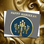 Carte De Vœux En Aluminium Minorah moderne minimaliste Abstrait Hanoukka<br><div class="desc">Minorah moderne minimaliste Hanoukka Gold Blue</div>