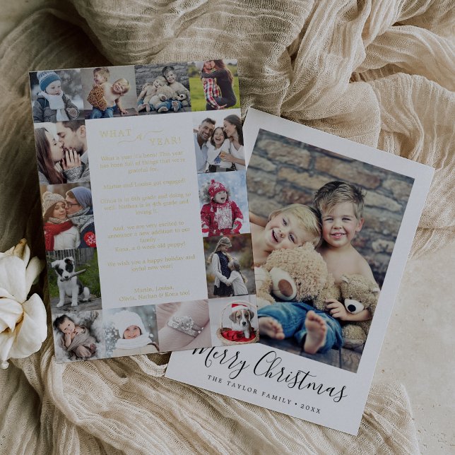 Carte De Vœux En Aluminium Minuscule quel an photo collage Noël (Créateur téléchargé)